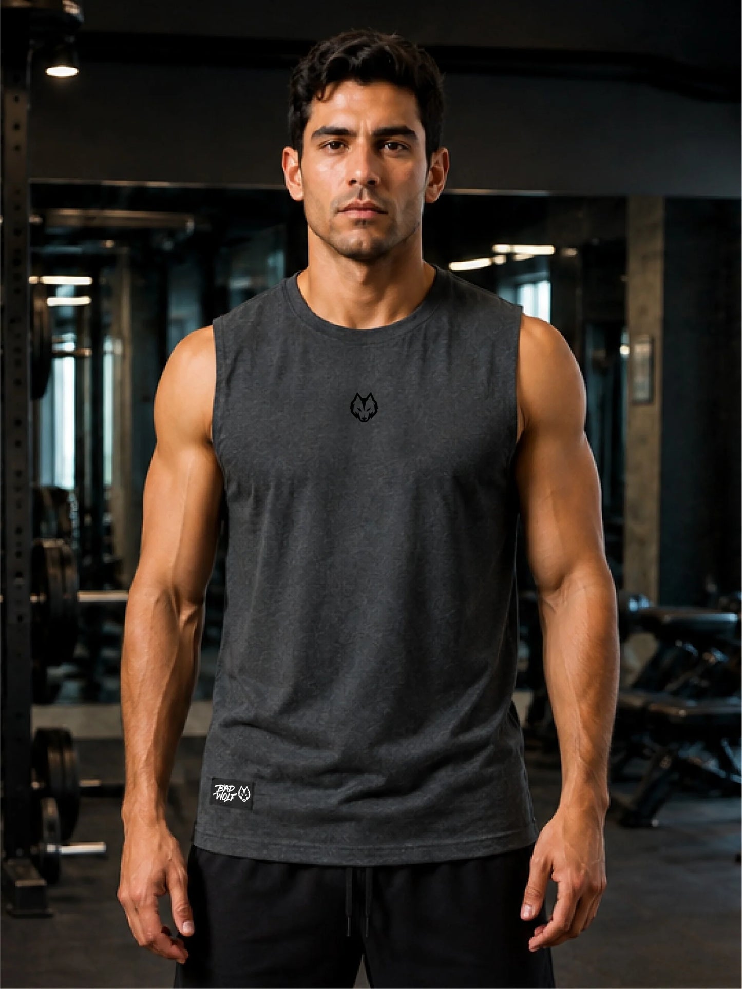 BAD WOLF TANK SOLID GRIS CON NEGRO