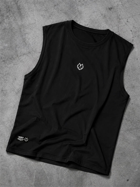 BAD WOLF TANK SOLID NEGRO CON BLANCO