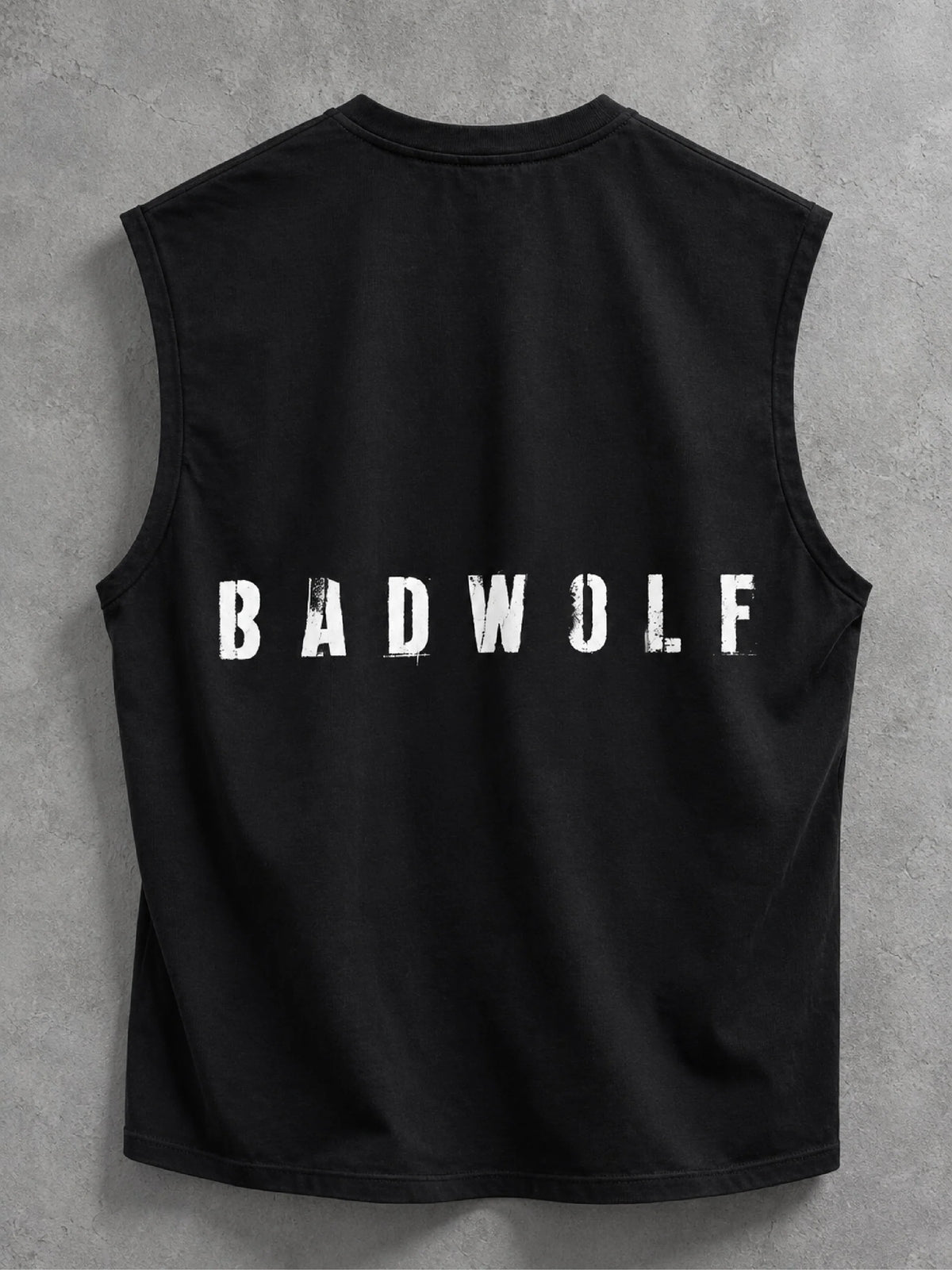 BAD WOLF TANK SOLID NEGRO CON BLANCO